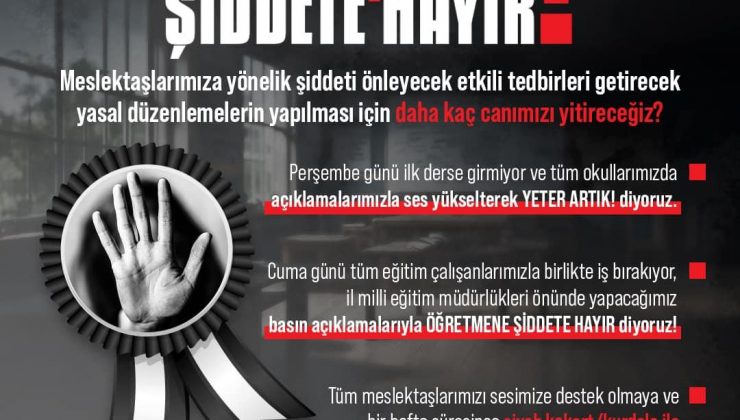 Türk Eğitim Sen; Perşembe İlk Ders, Cuma Tüm Gün İş Bırakıyor