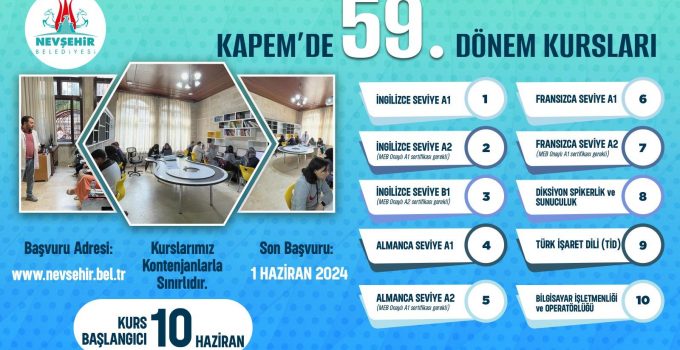 KAPEM’de 59. Dönem Kursları İçin Kayıtlar Başladı