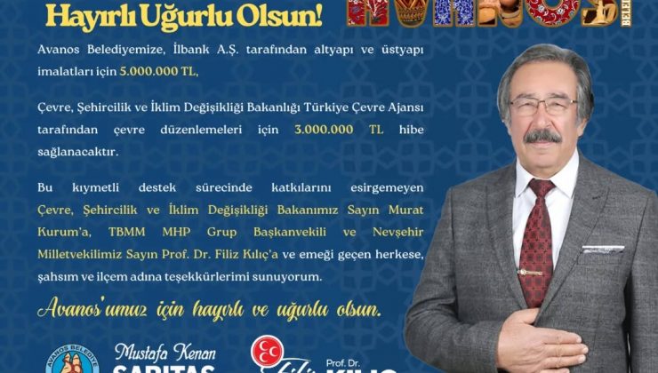 Avanos Belediyesi’ne Altyapı ve Çevre Düzenlemesi İçin 8 Milyon TL Hibe