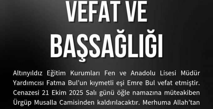 Altınyıldız Eğitim Kurumlarında Acı Kayıp