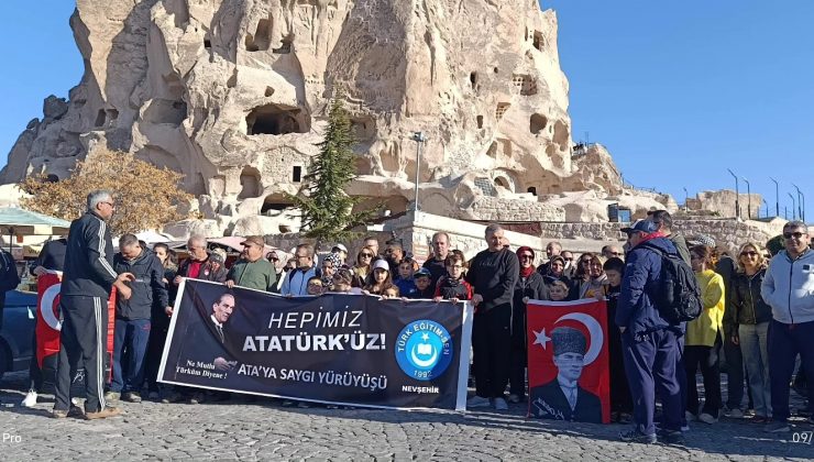 Uçhisar Kalesinden Güvercinlik Vadisine Ata’ya Saygı Yürüyüşü