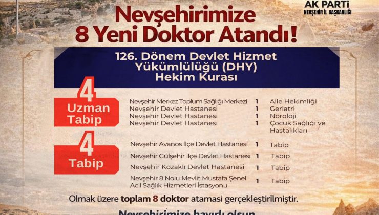 Nevşehir Sağlığına 10 Yeni Doktor