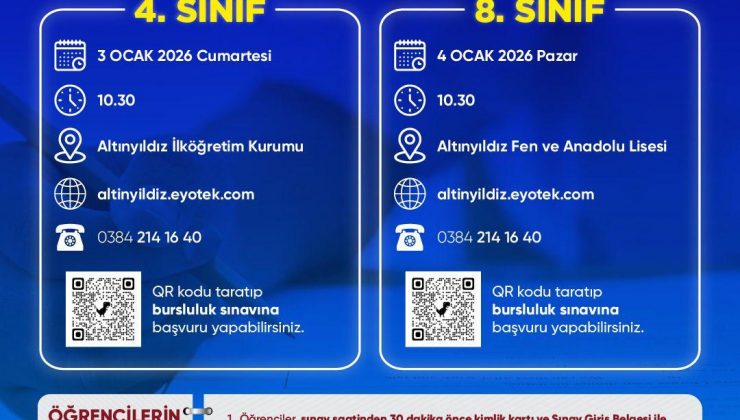 Altınyıldız Eğitim Kurumlarında 2026 Yılı Bursluluk Sınavı Başvuruları Başladı