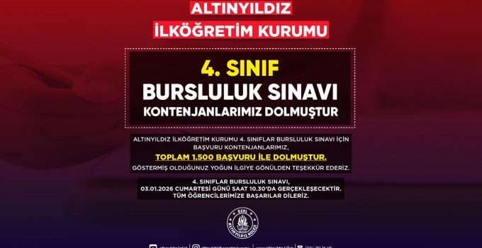Altınyıldızda 4. Sınıflar Bursluluk Sınavına Rekor Başvuru