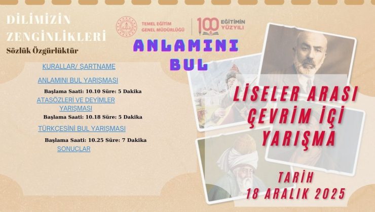 “Dilimizin Zenginlikleri Projesi” Kapsamında Çevrim İçi Yarışma Düzenlendi