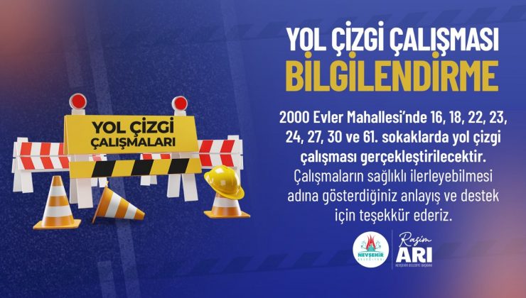 2000 Evler Mahallesi’nde Yol Çizgi Çalışması Yapılacak