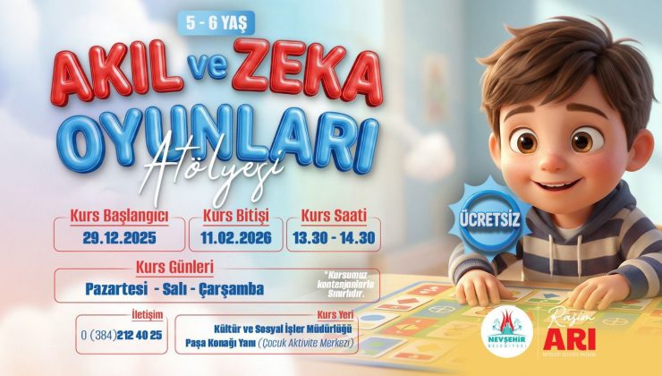Nevşehir Belediyesi’nden Akıl ve Zekâ Oyunları Atölyesi