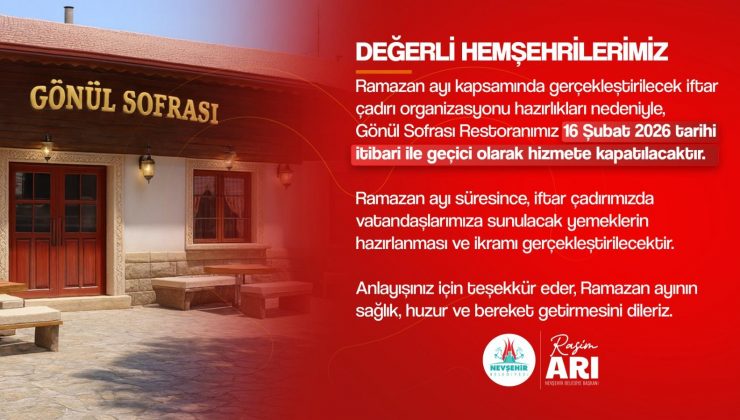 Gönül Sofrası Restoran İftar Çadırında Hizmet Verecek