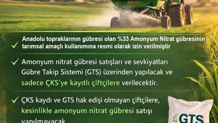 %33 Amonyum Nitrat Gübresinin Tarımsal Kullanımına İzin Verildi