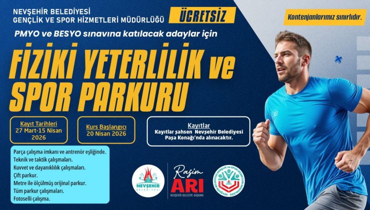Nevşehir Belediyesi’nden PMYO ve BESYO Adaylarına Ücretsiz Parkur Kursu