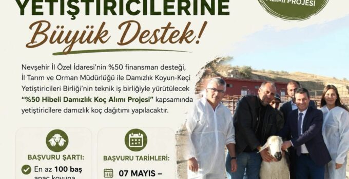 Nevşehir’de Küçükbaş Yetiştiricilerine %50 Hibeli Koç Desteği