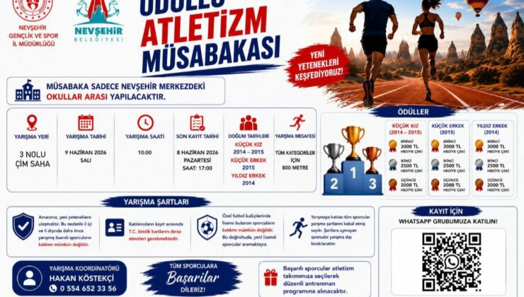 Nevşehir’de Ödüllü Atletizm Müsabakası İçin Kayıtlar Başladı