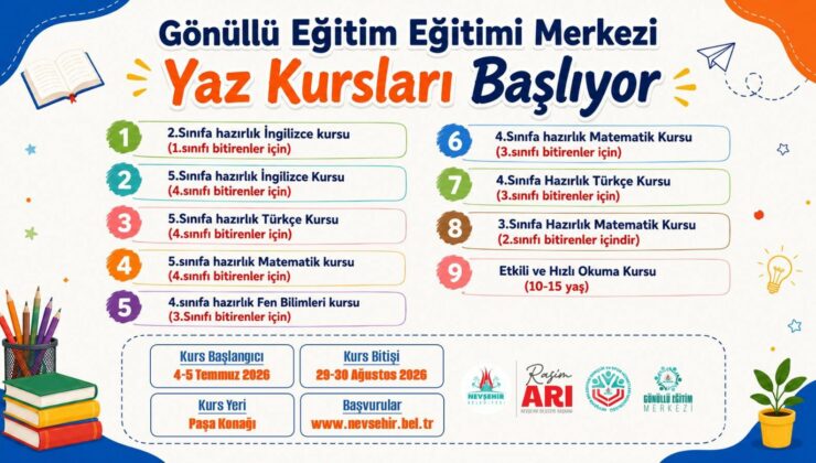 Nevşehir Belediyesi Gönüllü Eğitim Merkezi’nde Yaz Kursları Başlıyor