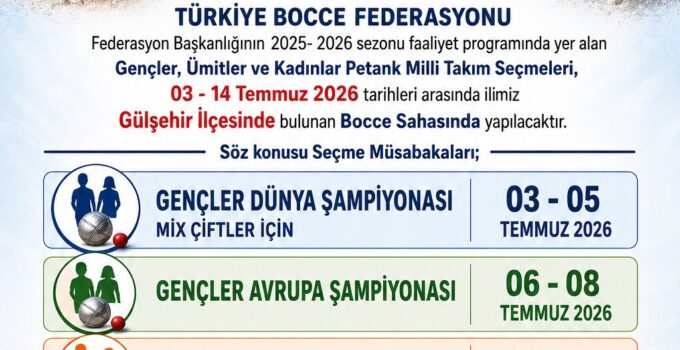 Nevşehir, Bocce Milli Takım Seçmelerine Ev Sahipliği Yapacak