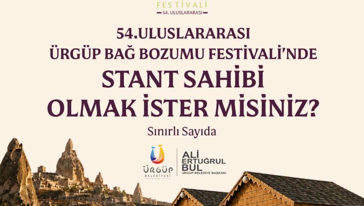Ürgüp Bağ Bozumu Festivali İçin Stant Başvuruları Başladı