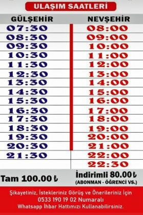 Gülşehir–Nevşehir Arasında Ulaşım Saatleri Güncellendi