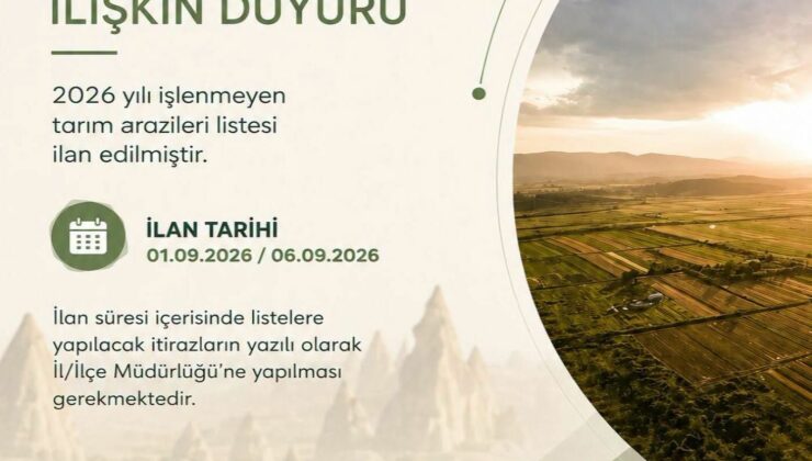 Nevşehir’de Tarım Arazileri İçin Önemli Duyuru: 5 Gün Süre Verildi