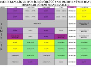 Nevşehir’de Sonbahar Dönemi Havuz Programı Açıklandı