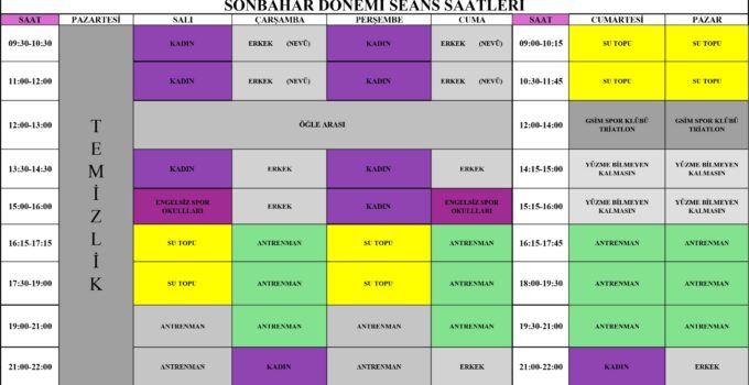 Nevşehir’de Sonbahar Dönemi Havuz Programı Açıklandı